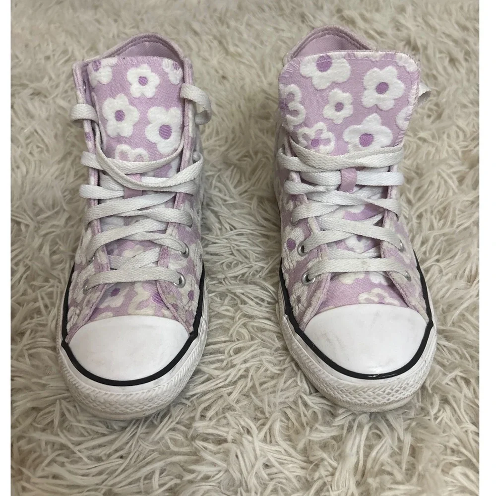 Converse Chuck Taylor All Star High Top Sneakers Lilac‎ Floral Women 5.5 Youth 3